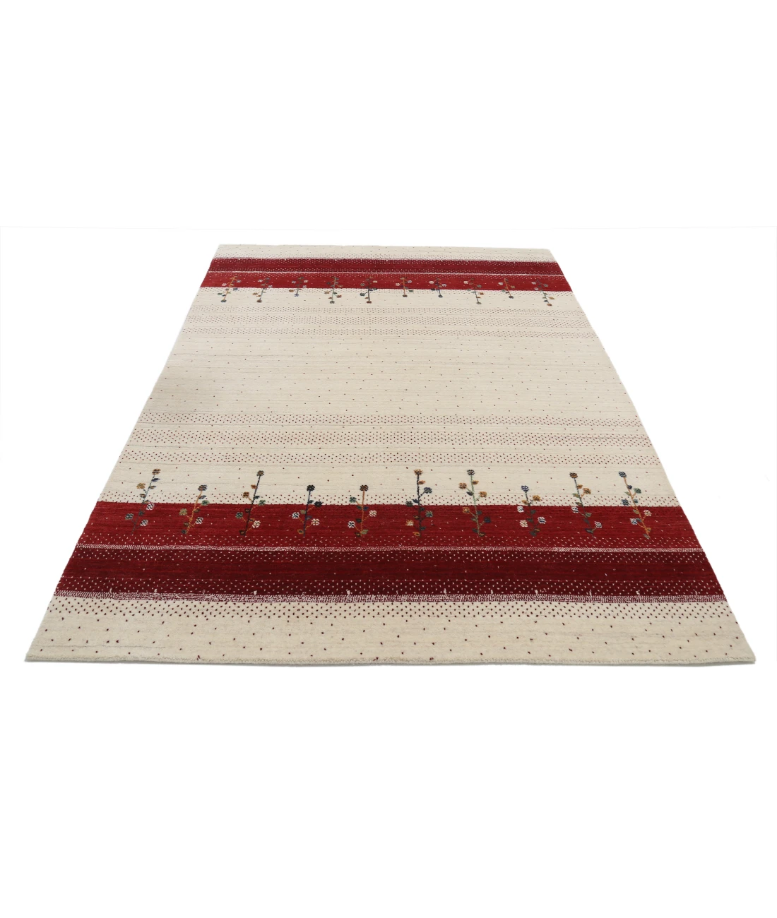 Hand Made Lori Wool Rug 5' 4" X 7' 6" 5' 4" X 7' 6" (162 X 229) / Ivory / Ivory