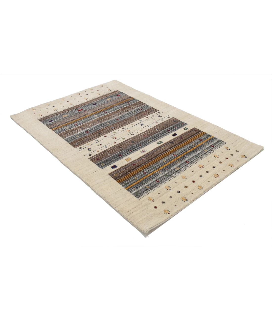 Hand Made Lori Wool Rug 4' 0" X 5' 11" 4' 0" X 5' 11" (122 X 180) / Ivory / Ivory