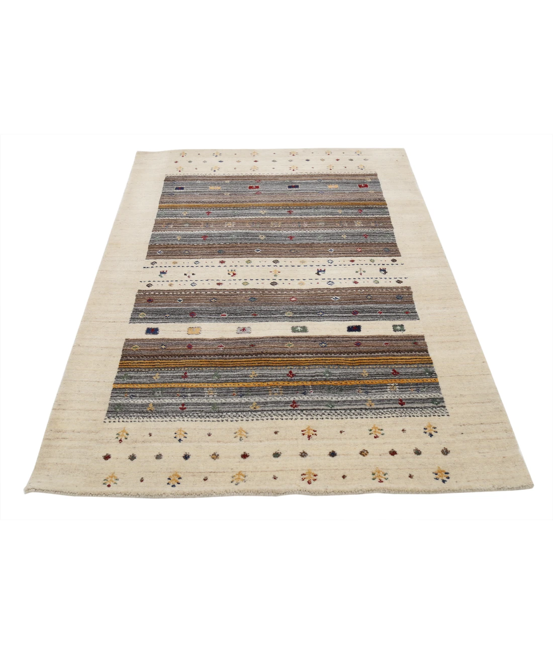 Hand Made Lori Wool Rug 4' 0" X 5' 11" 4' 0" X 5' 11" (122 X 180) / Ivory / Ivory