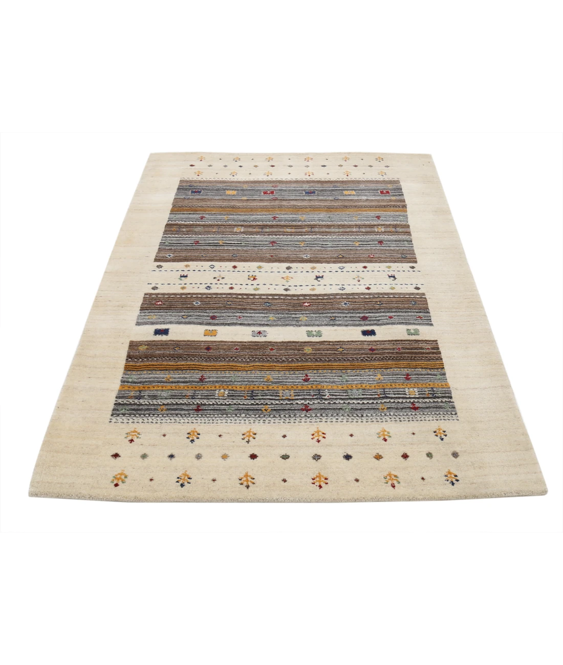 Hand Made Lori Wool Rug 4' 0" X 5' 11" 4' 0" X 5' 11" (122 X 180) / Ivory / Ivory