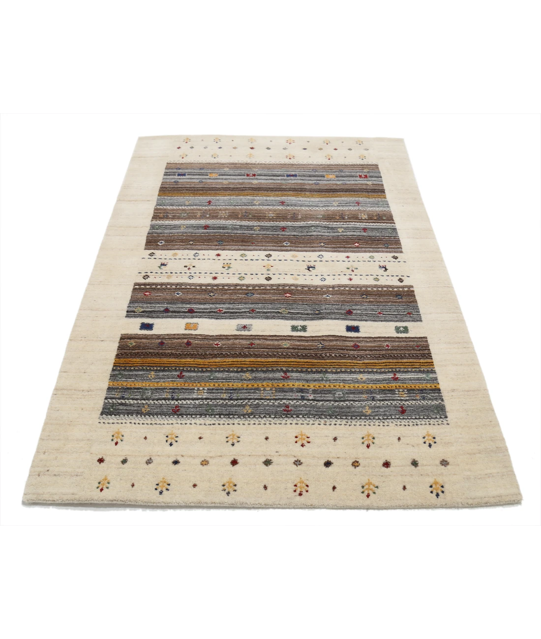 Hand Made Lori Wool Rug 4' 0" X 5' 11" 4' 0" X 5' 11" (122 X 180) / Ivory / Ivory