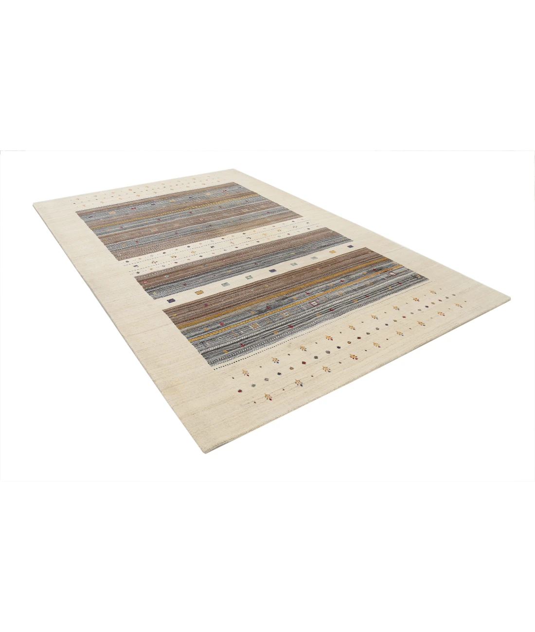 Hand Made Lori Wool Rug 6' 7" X 9' 10" 6' 7" X 9' 10" (201 X 300) / Ivory / Ivory