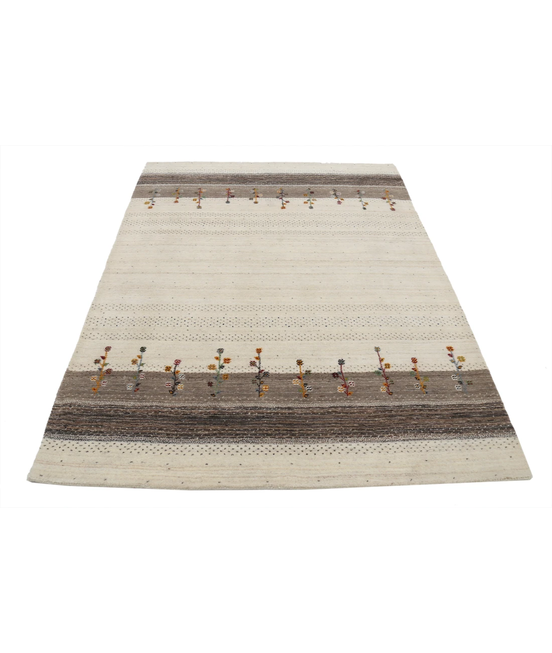 Hand Made Lori Wool Rug 4' 8" X 6' 6" 4' 8" X 6' 6" (142 X 198) / Ivory / Ivory