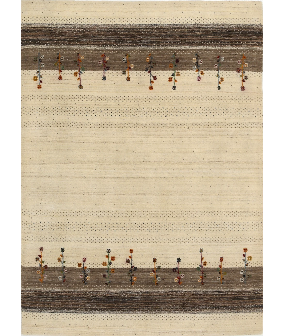 Hand Made Lori Wool Rug 4' 8" X 6' 6" 4' 8" X 6' 6" (142 X 198) / Ivory / Ivory