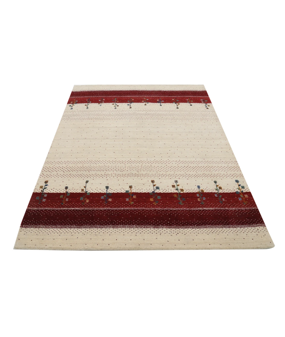 Hand Made Lori Wool Rug 4' 9" X 6' 6" 4' 9" X 6' 6" (145 X 198) / Ivory / Ivory