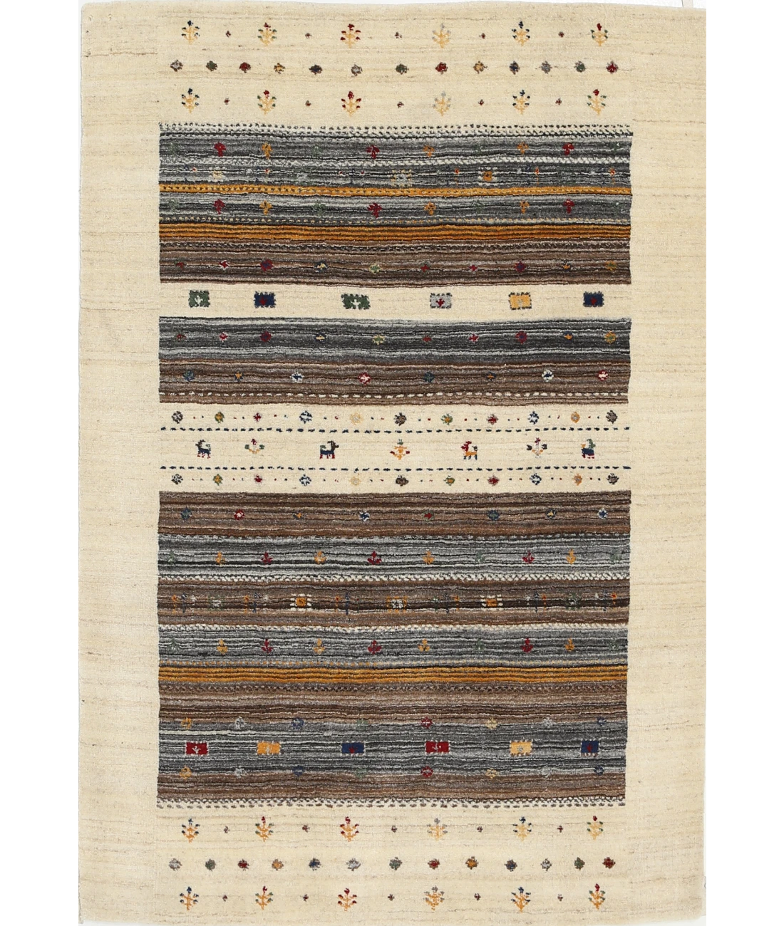 Hand Made Lori Wool Rug 4' 0" X 5' 10" 4' 0" X 5' 10" (122 X 178) / Ivory / Ivory