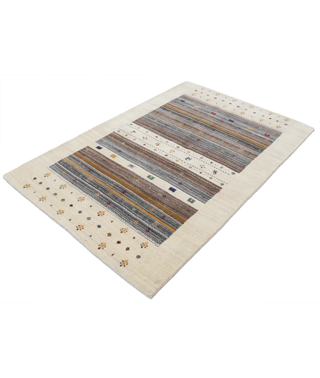 Hand Made Lori Wool Rug 4' 1" X 5' 11" 4' 1" X 5' 11" (124 X 180) / Ivory / Ivory