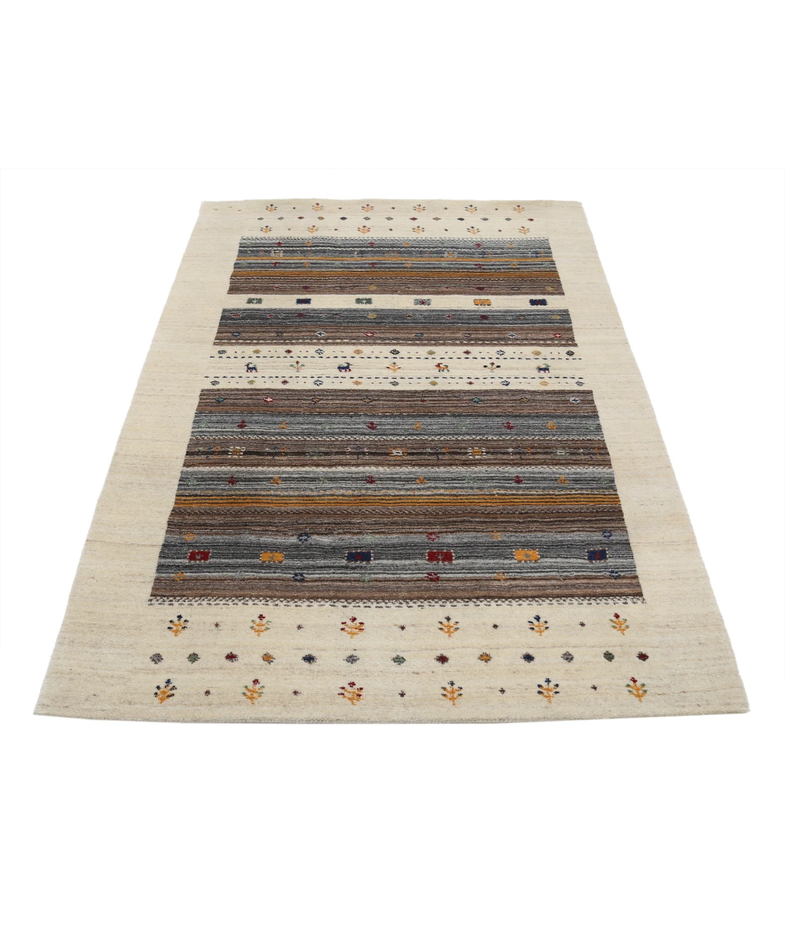 Hand Made Lori Wool Rug 4' 0" X 5' 10" 4' 0" X 5' 10" (122 X 178) / Ivory / Ivory