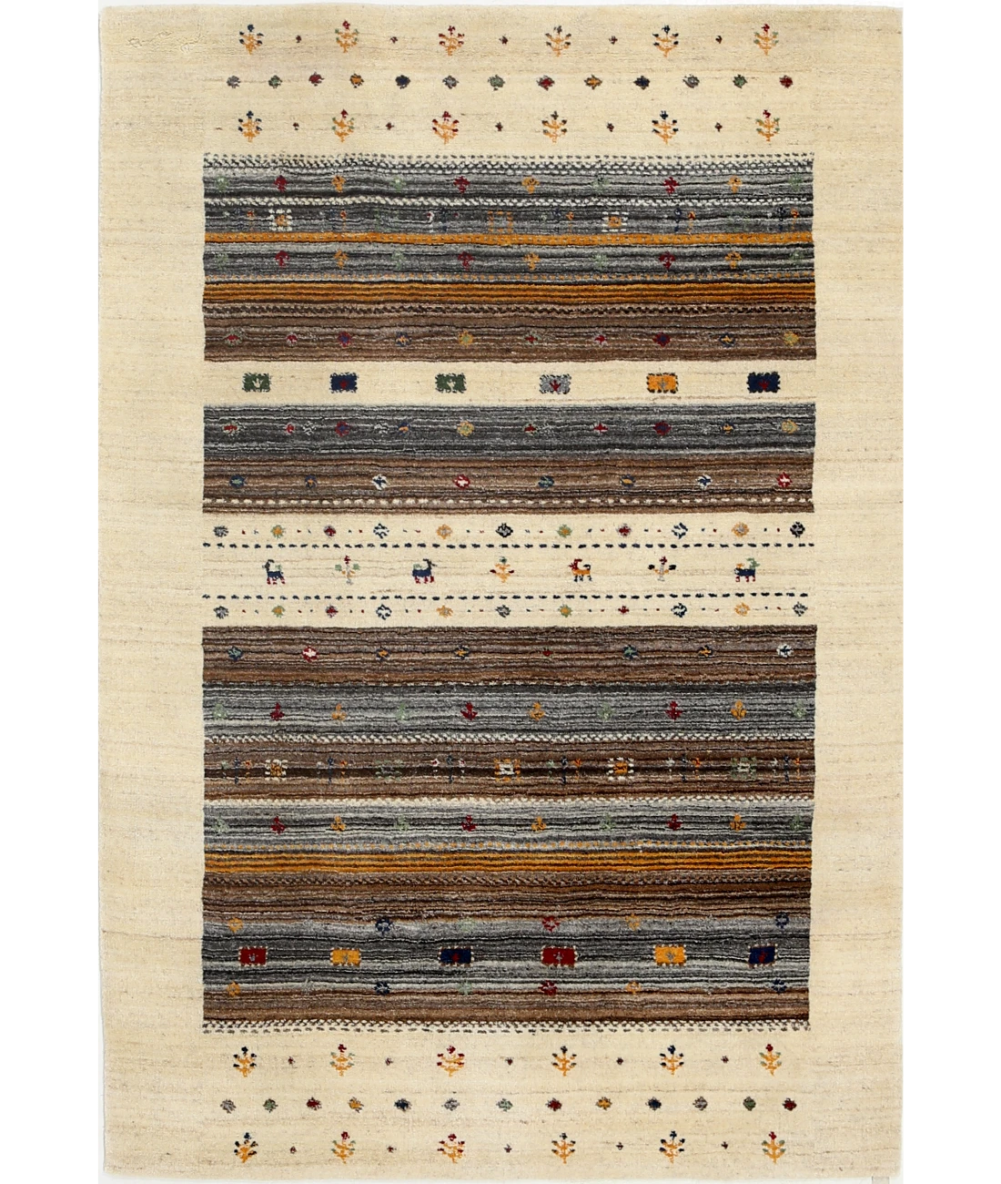 Hand Made Lori Wool Rug 4' 0" X 5' 10" 4' 0" X 5' 10" (122 X 178) / Ivory / Ivory