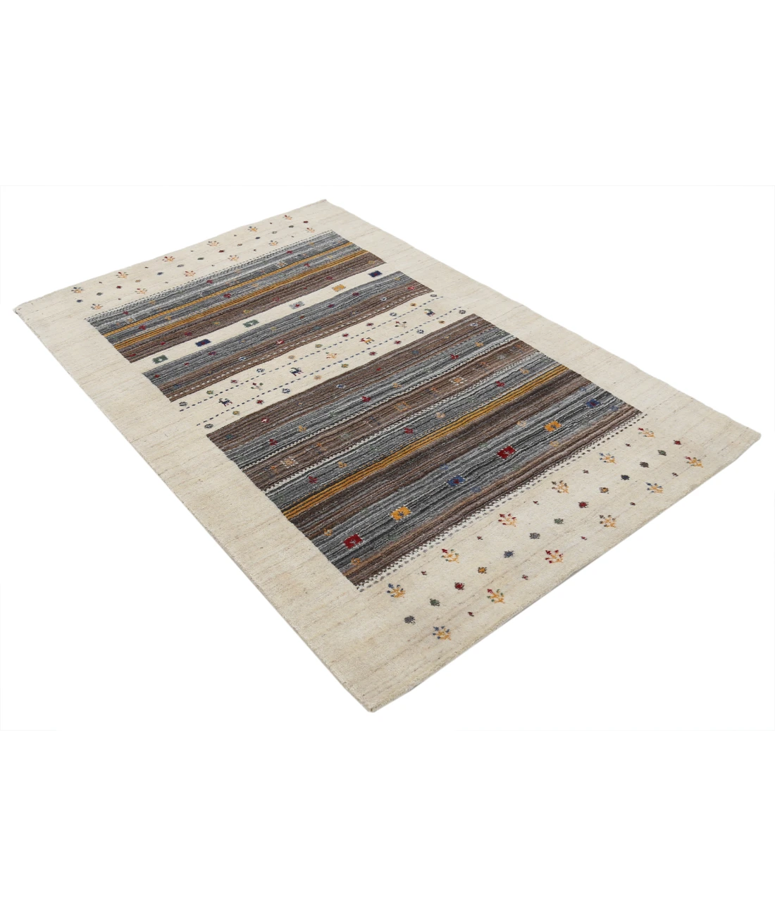 Hand Made Lori Wool Rug 3' 11" X 5' 9" 3' 11" X 5' 9" (119 X 175) / Ivory / Ivory