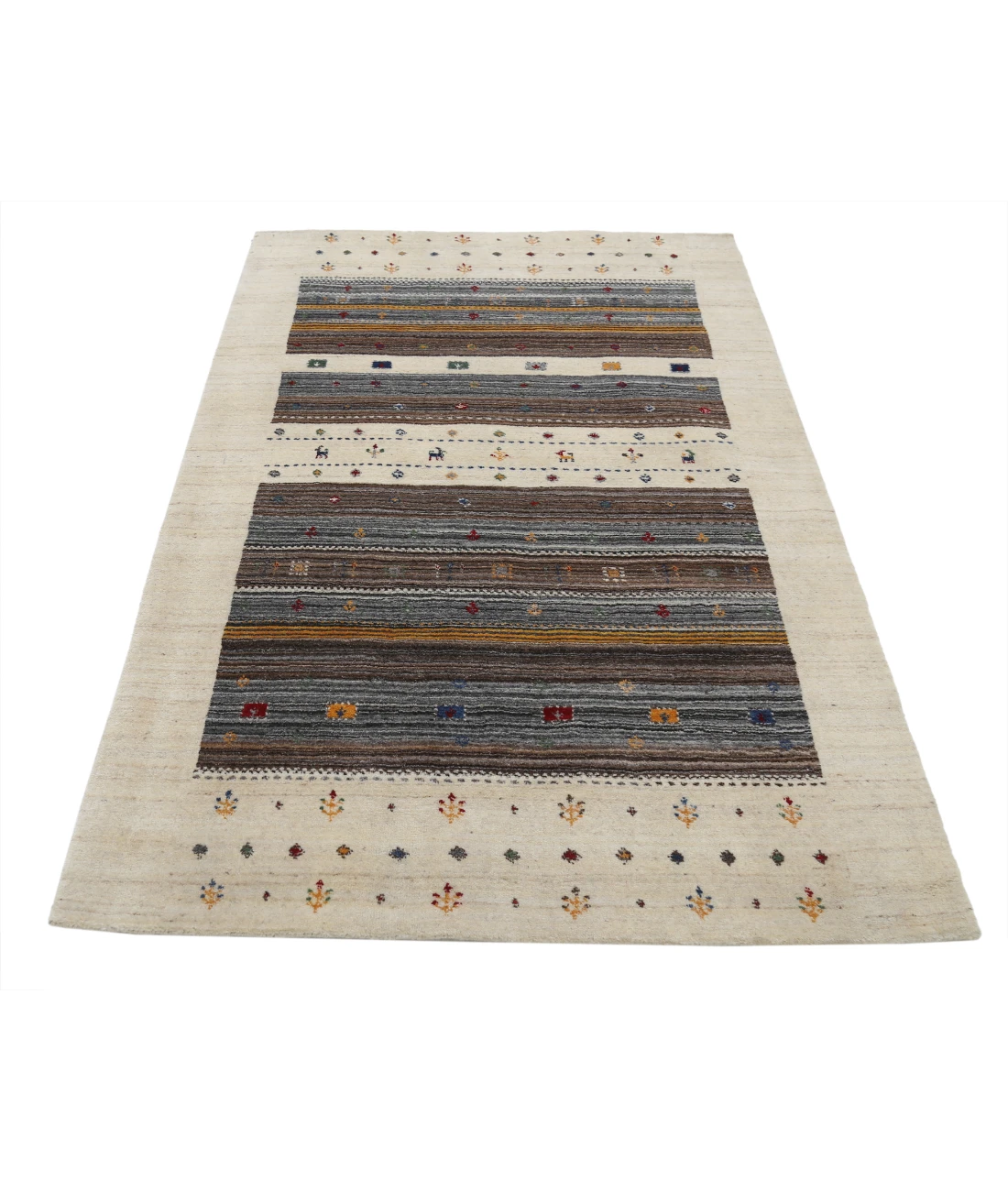 Hand Made Lori Wool Rug 3' 11" X 5' 9" 3' 11" X 5' 9" (119 X 175) / Ivory / Ivory