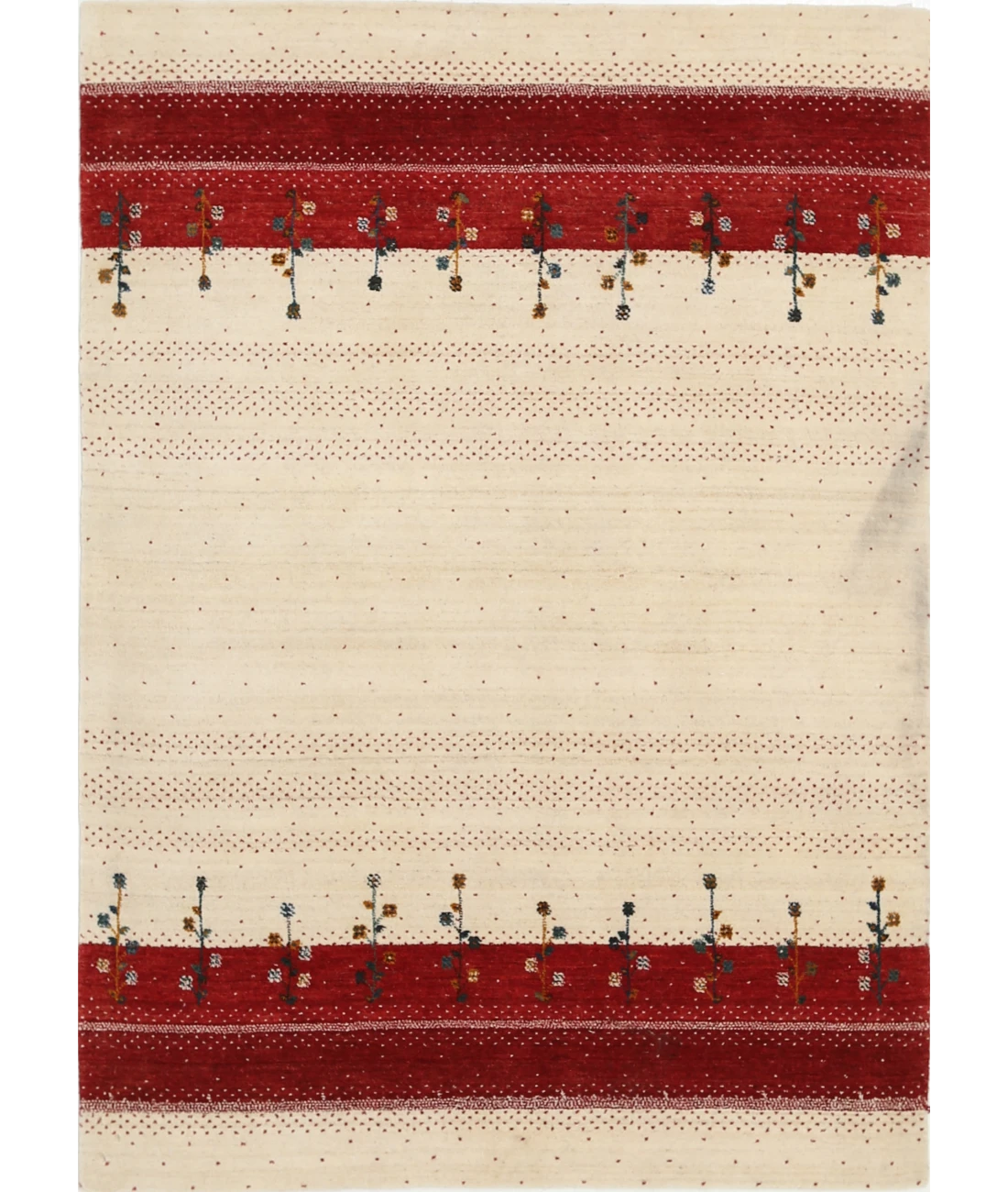Hand Made Lori Wool Rug 4' 5" X 6' 2" 4' 5" X 6' 2" (135 X 188) / Ivory / Ivory