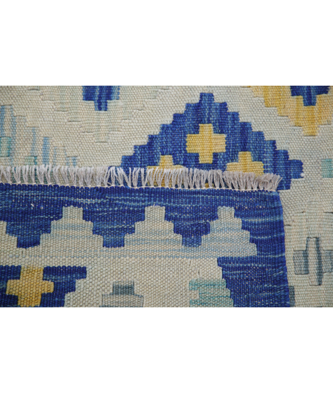 Maimana-Kilim 7'11'' X 11'3'' Hand-Knotted Wool Kilim 7'11'' x 11'3'' (238 X 338) / Blue / Blue