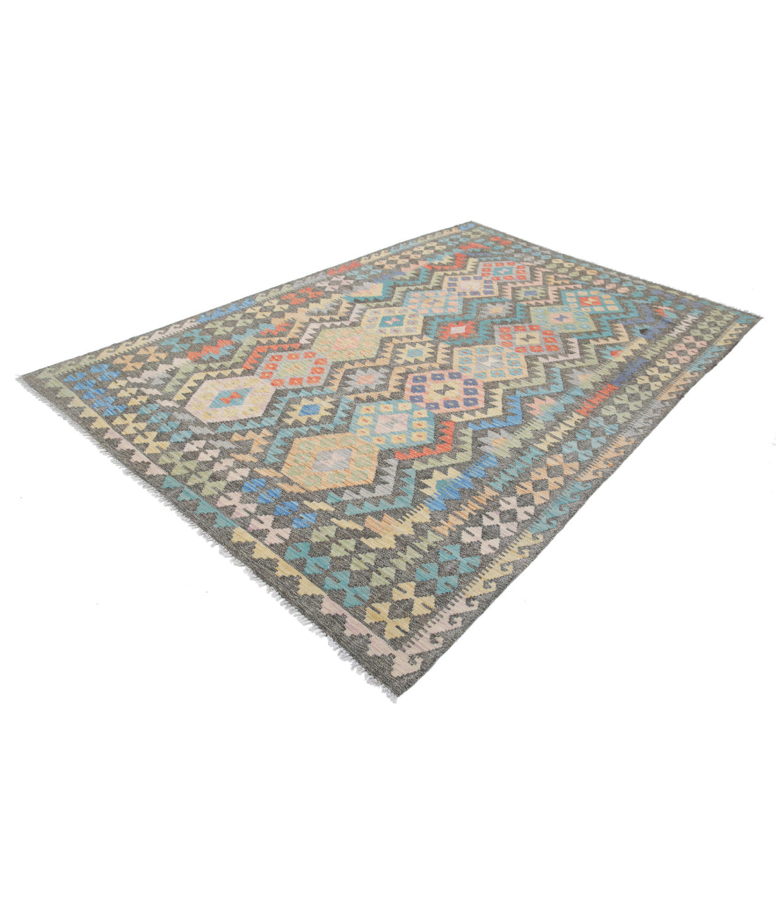 Maimana-Kilim 6'4'' X 9'8'' Hand-Knotted Wool Kilim 6'4'' x 9'8'' (190 X 290) / Grey / Grey