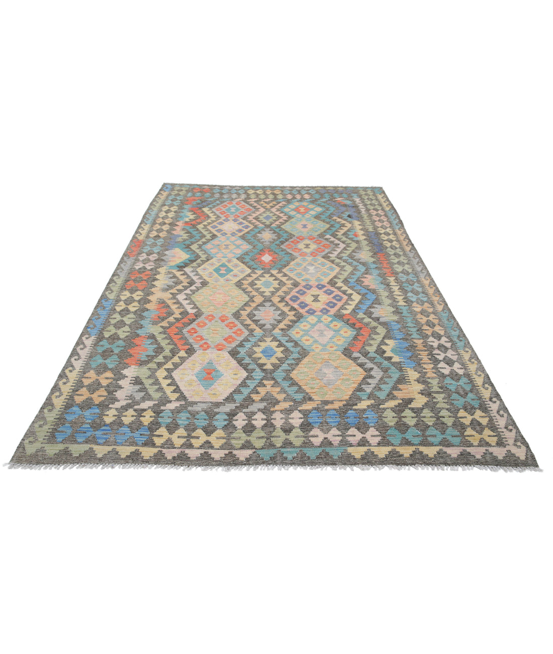 Maimana-Kilim 6'4'' X 9'8'' Hand-Knotted Wool Kilim 6'4'' x 9'8'' (190 X 290) / Grey / Grey
