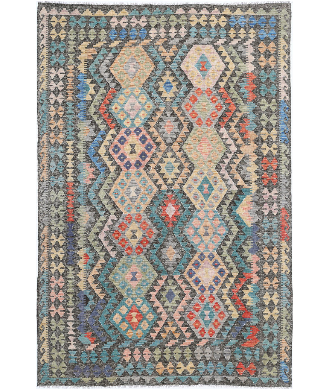 Maimana-Kilim 6'4'' X 9'8'' Hand-Knotted Wool Kilim 6'4'' x 9'8'' (190 X 290) / Grey / Grey