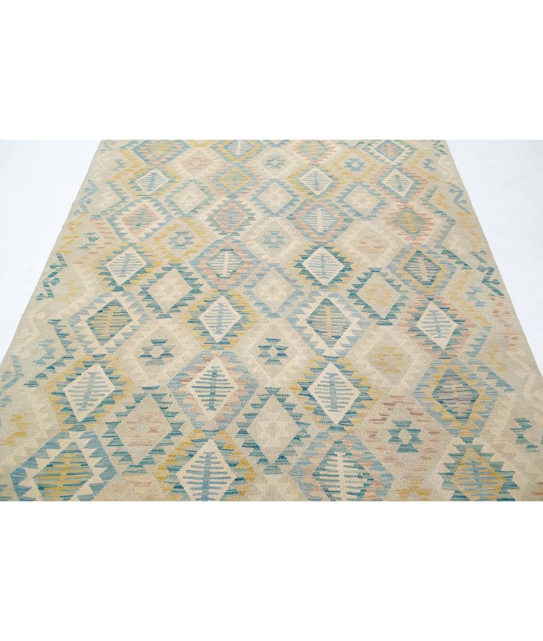 Maimana-Kilim 6'4'' X 9'4'' Hand-Knotted Wool Kilim 6'4'' x 9'4'' (190 X 280) / Ivory / Ivory