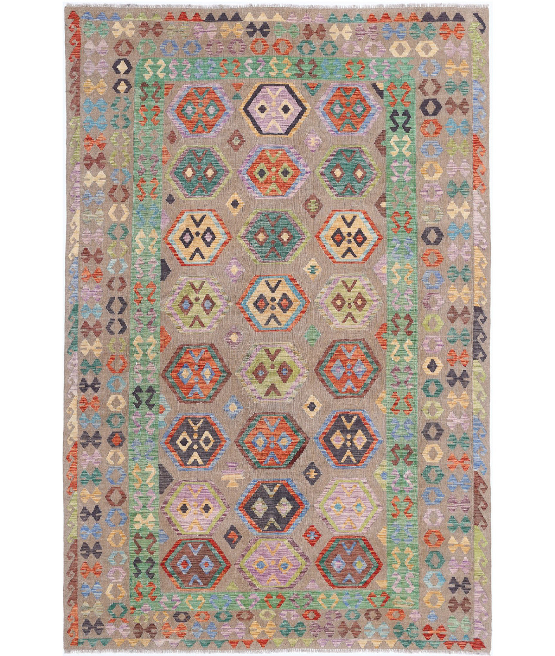 Maimana-Kilim 6'4'' X 9'9'' Hand-Knotted Wool Kilim 6'4'' x 9'9'' (190 X 293) / Brown / Brown