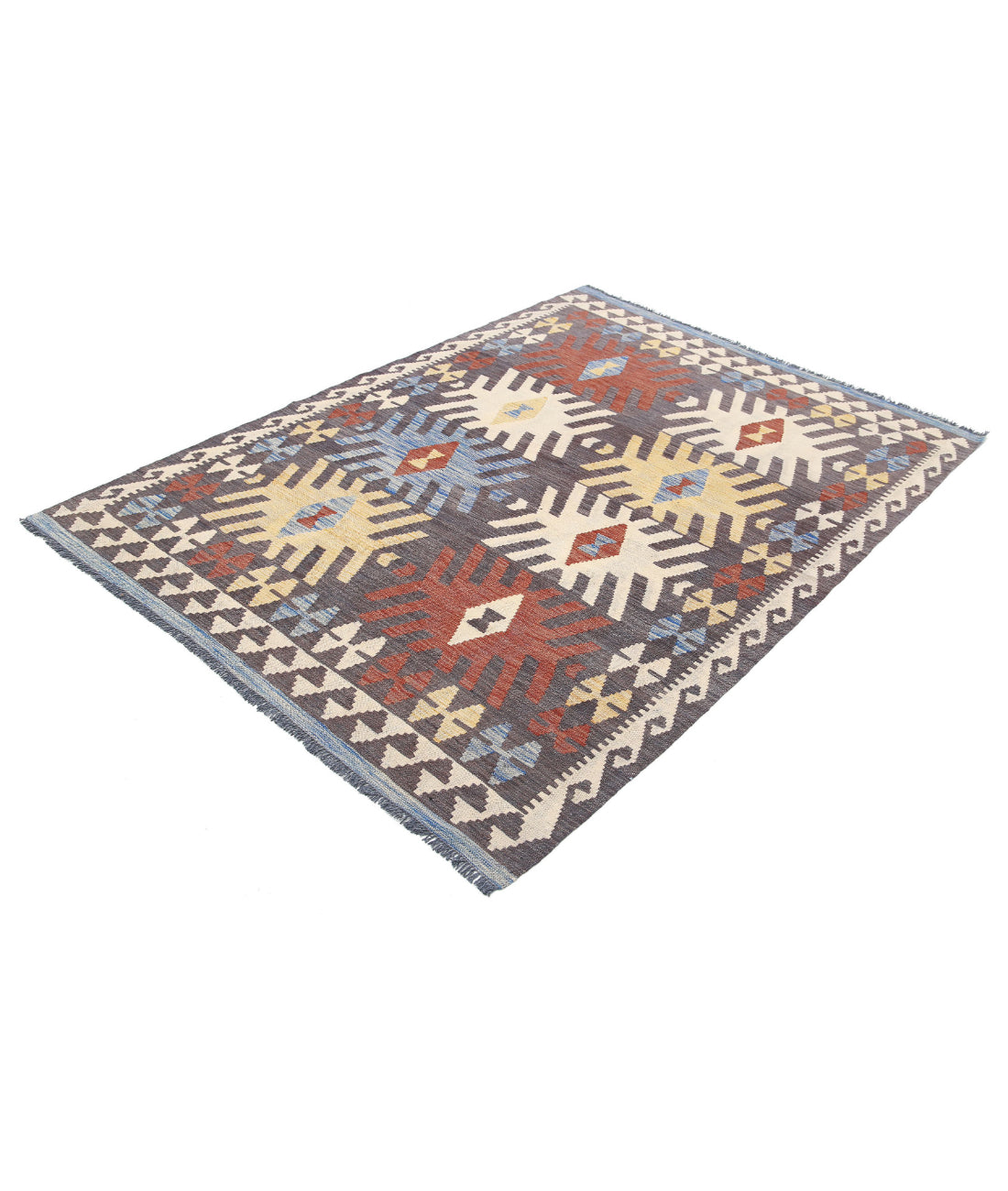 Maimana-Kilim 4'9'' X 6'6'' Hand-Knotted Wool Kilim 4'9'' x 6'6'' (143 X 195) / Grey / Grey