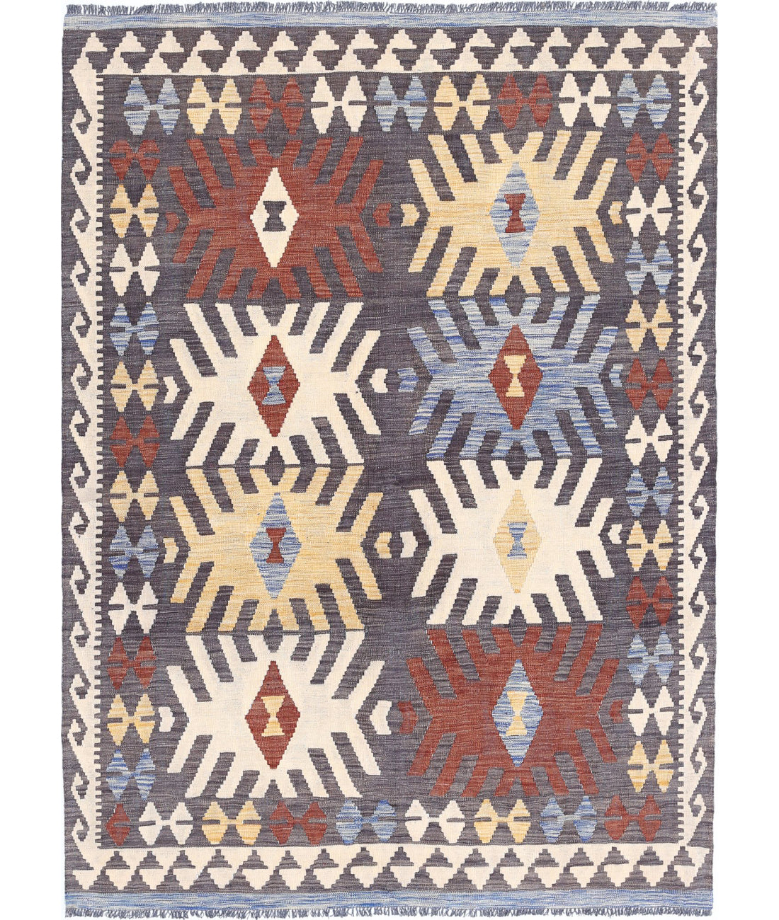 Maimana-Kilim 4'9'' X 6'6'' Hand-Knotted Wool Kilim 4'9'' x 6'6'' (143 X 195) / Grey / Grey