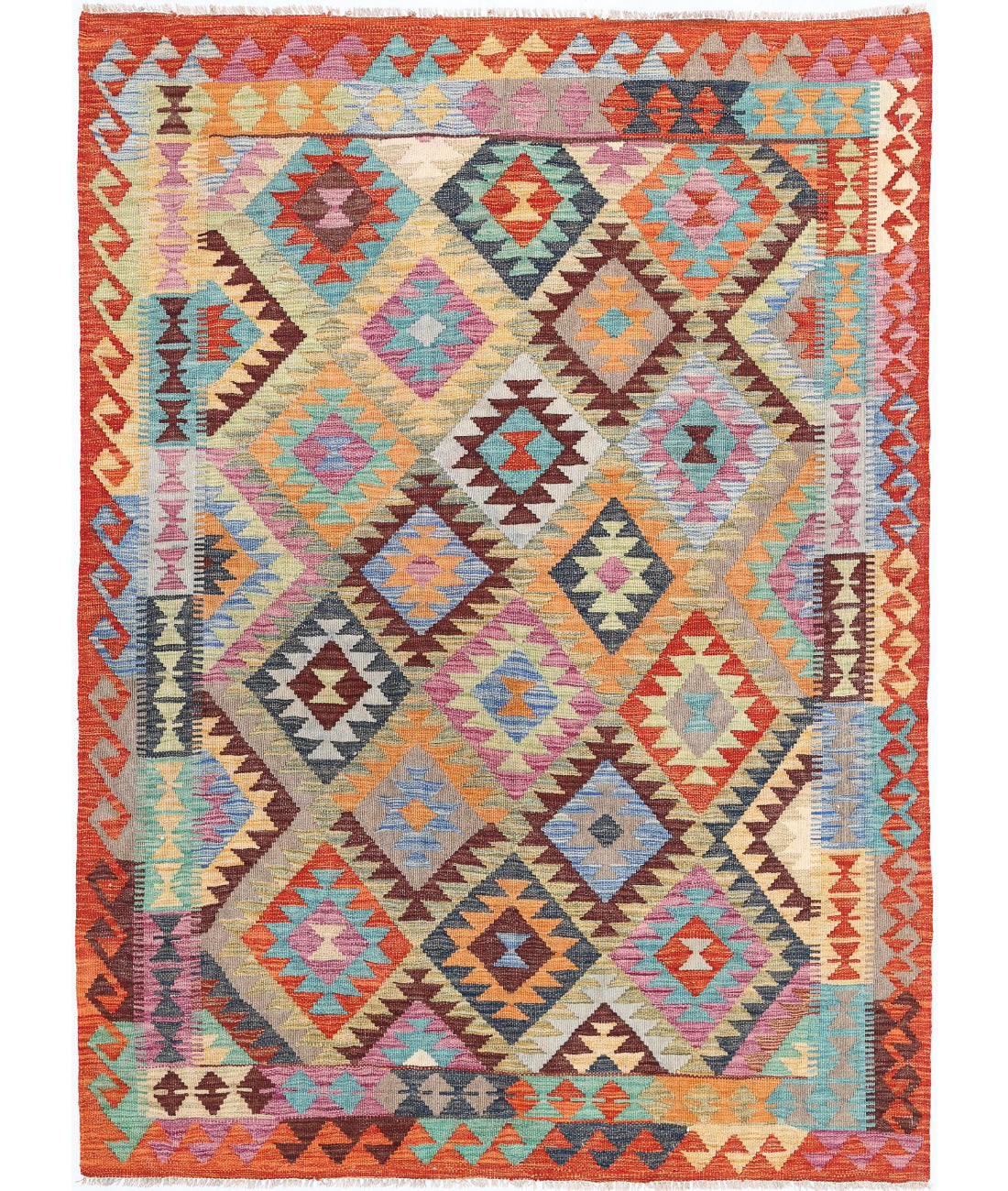 Maimana-Kilim 4'9'' X 6'6'' Hand-Knotted Wool Kilim 4'9'' x 6'6'' (143 X 195) / Multi / Multi