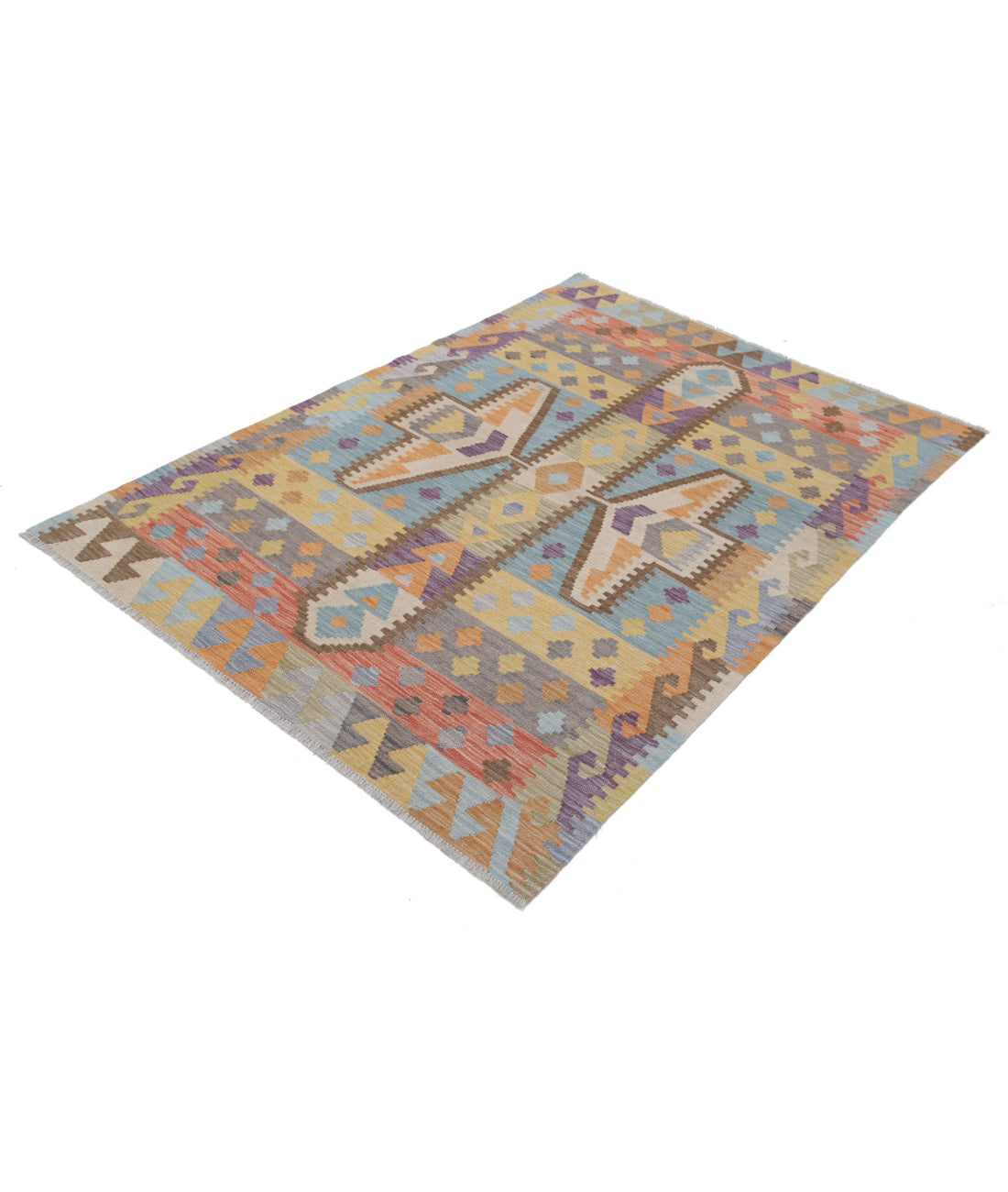Maimana-Kilim 4'3'' X 5'10'' Hand-Knotted Wool Kilim 4'3'' x 5'10'' (128 X 175) / Multi / Multi