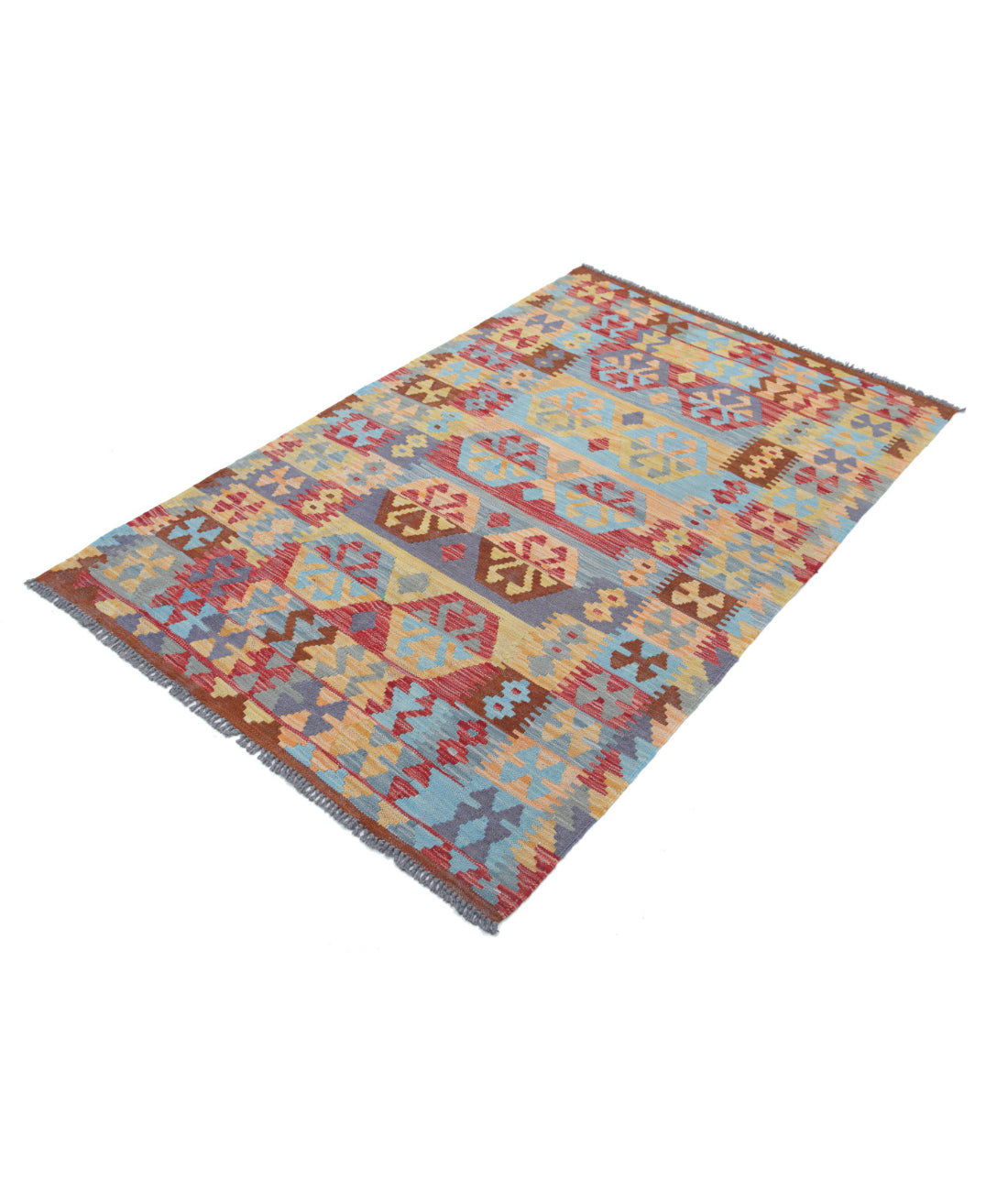 Maimana-Kilim 3'8'' X 5'8'' Hand-Knotted Wool Kilim 3'8'' x 5'8'' (110 X 170) / Multi / Multi