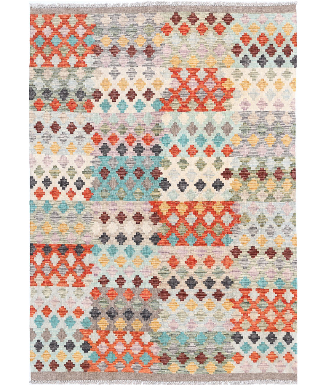 Maimana-Kilim 4'1'' X 5'8'' Hand-Knotted Wool Kilim 4'1'' x 5'8'' (123 X 170) / Multi / Multi
