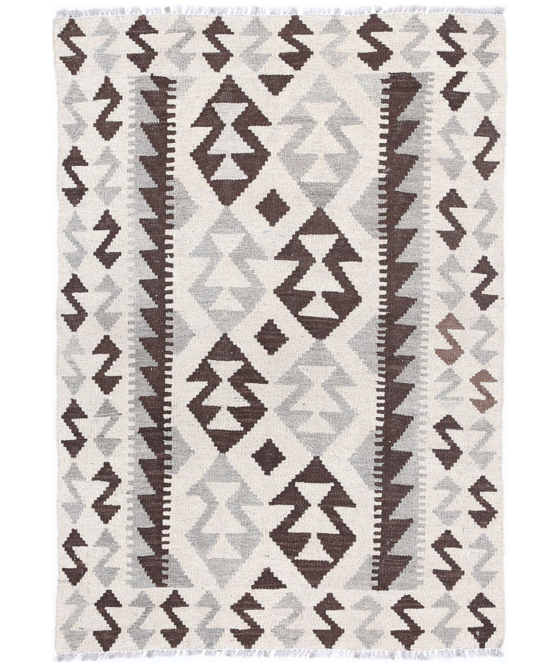 Natural-Kilim 2'9'' X 3'10'' Hand-Knotted Wool Kilim 2'9'' x 3'10'' (83 X 115) / Ivory / Taupe