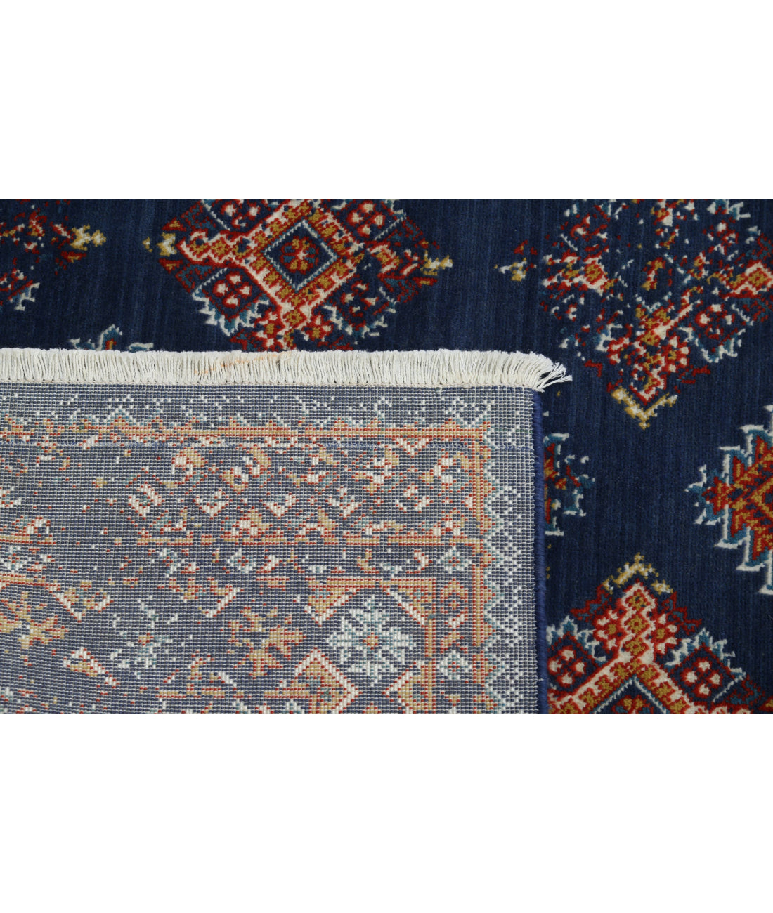 Ajrak 3'11'' X 6'0'' Power-Loomed Wool-Bamboo Silk Rug 3'11'' x 6'0'' (118 X 180) / Blue / Red