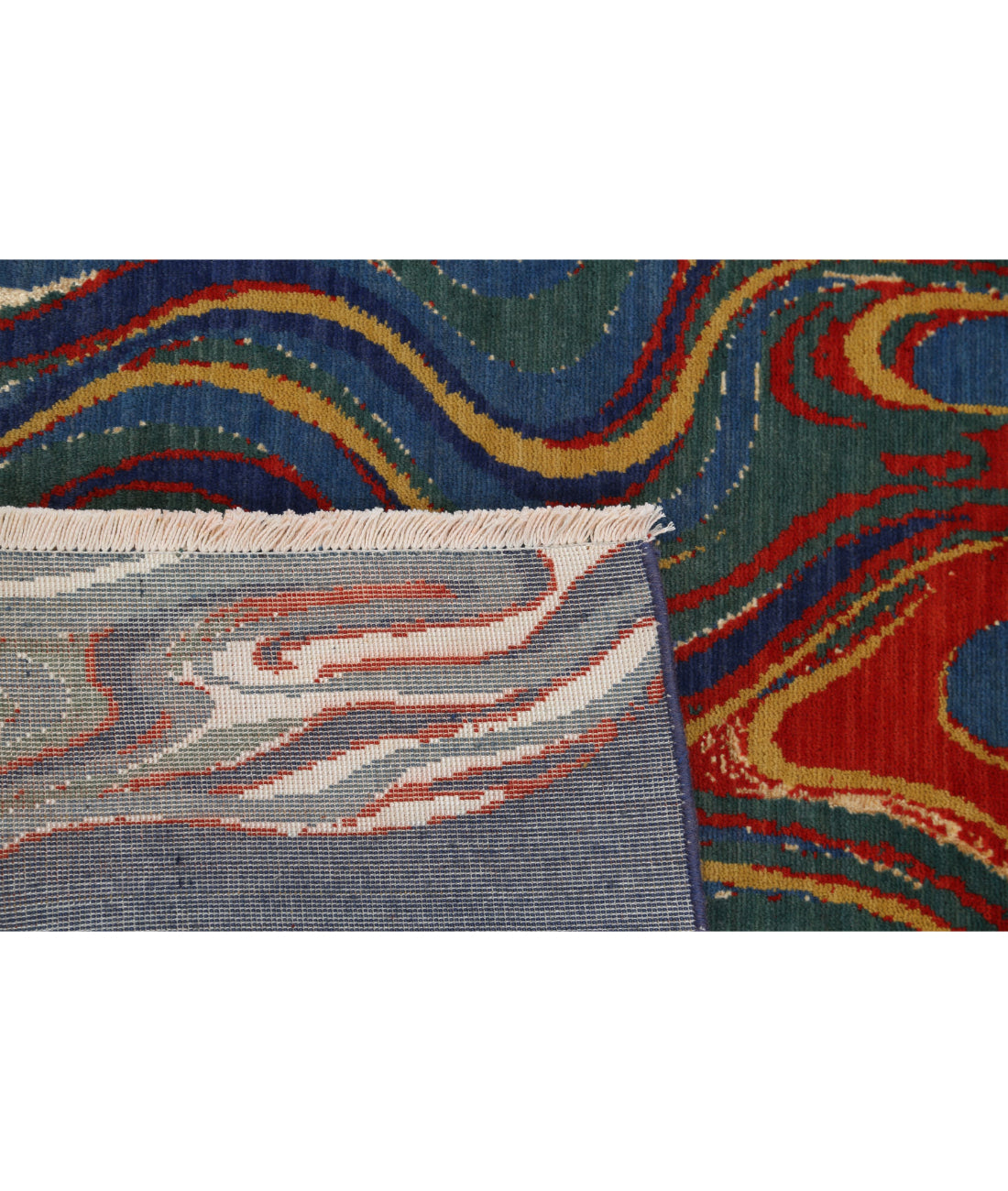 Dhanak 4'0'' X 5'10'' Power-Loomed Wool-Bamboo Silk Rug 4'0'' x 5'10'' (120 X 175) / Blue / Red