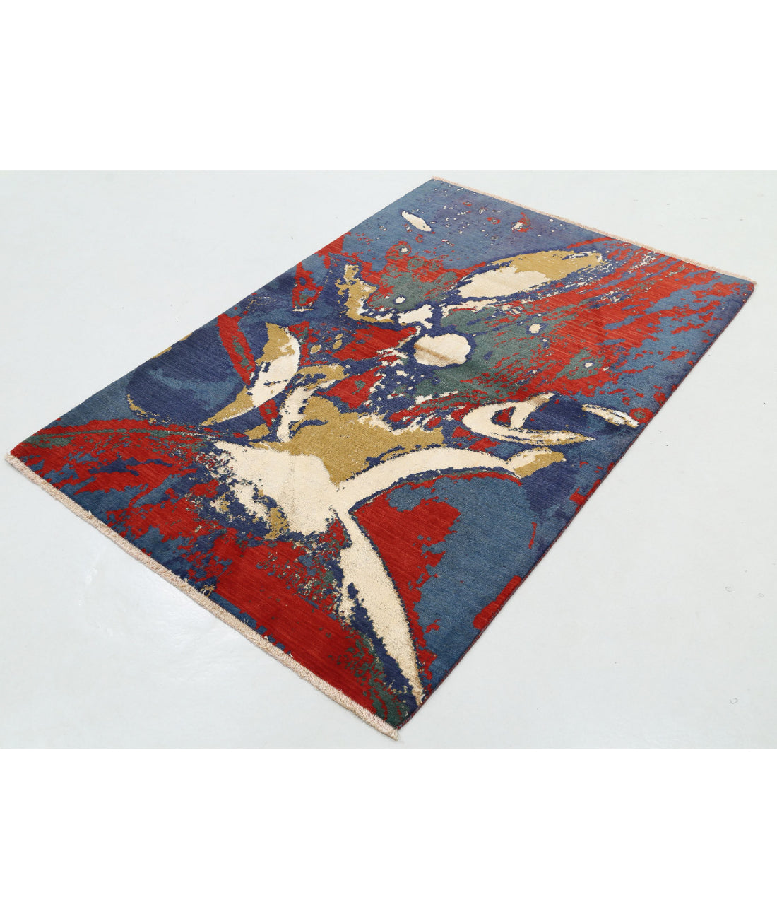 Dhanak 4'0'' X 5'10'' Power-Loomed Wool Rug 4'0'' x 5'10'' (120 X 175) / Blue / Red