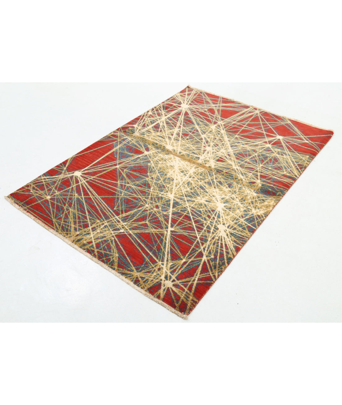 Dhanak 4'0'' X 5'10'' Power-Loomed Wool-Bamboo Silk Rug 4'0'' x 5'10'' (120 X 175) / Red / Gold