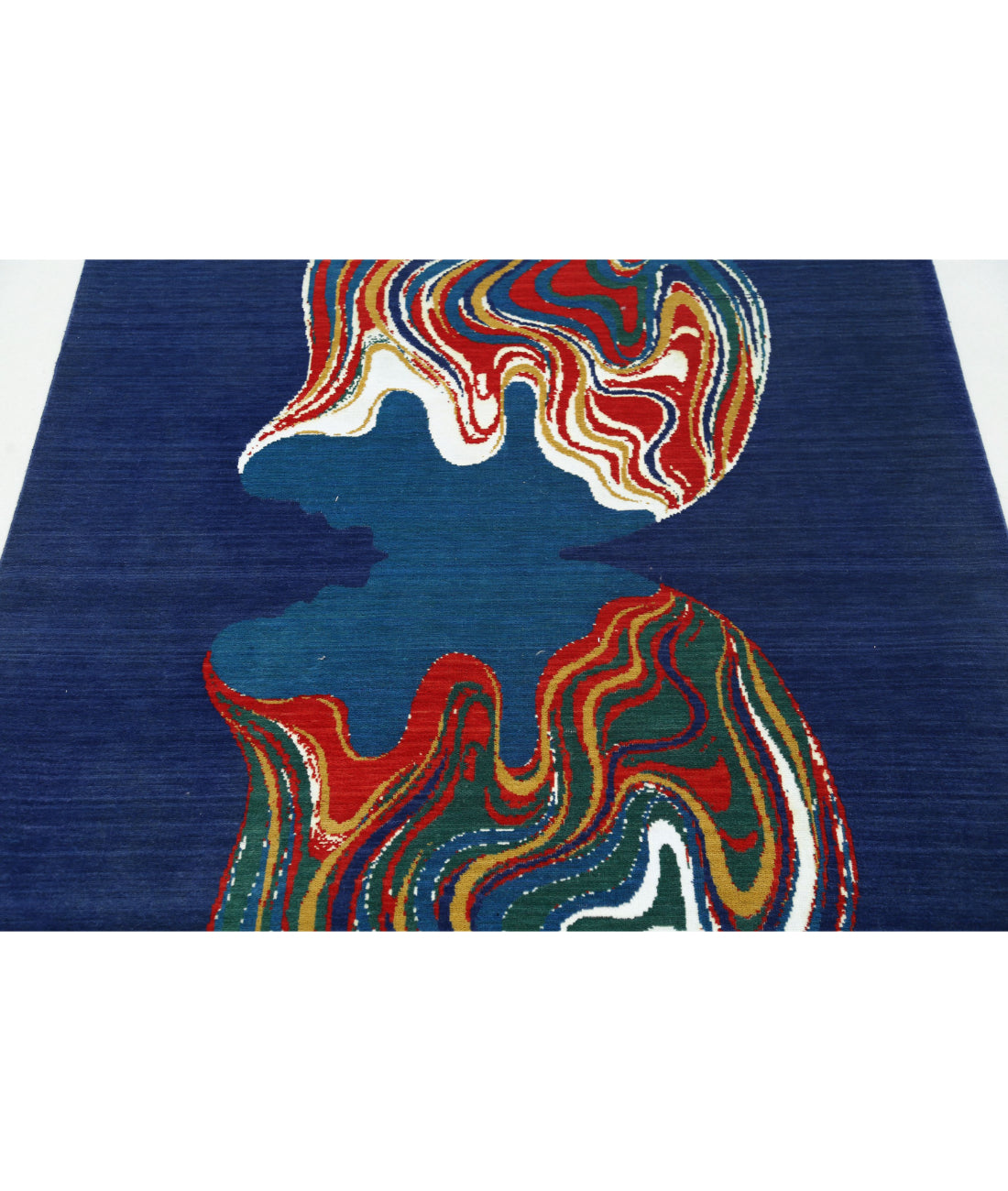 Dhanak 4'0'' X 5'10'' Power-Loomed Wool-Bamboo Silk Rug 4'0'' x 5'10'' (120 X 175) / Blue / Red
