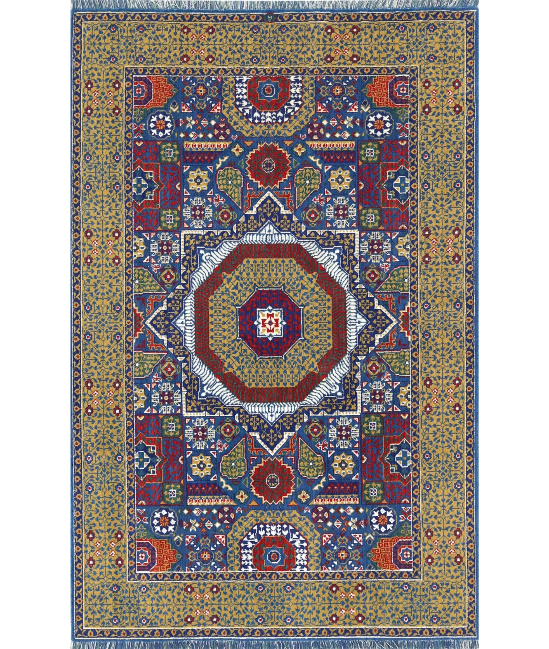 Gulshan 3'10'' X 6'0'' Power-Loomed Wool-Bamboo Silk Rug 3'10'' x 6'0'' (115 X 180) / Blue / Gold