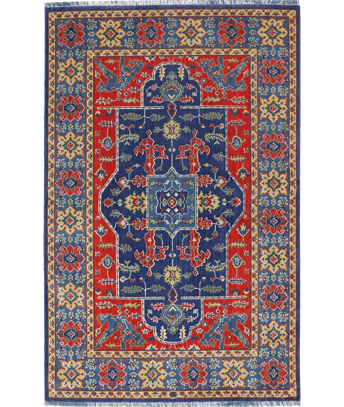 Gulshan 3'10'' X 6'1'' Power-Loomed Wool-Bamboo Silk Rug 3'10'' x 6'1'' (115 X 183) / Red / Blue