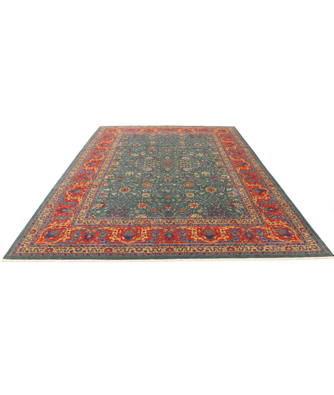 Gulshan 8'10'' X 12'1'' Power-Loomed Wool-Bamboo Silk Rug 8'10'' x 12'1'' (265 X 363) / Green / Red