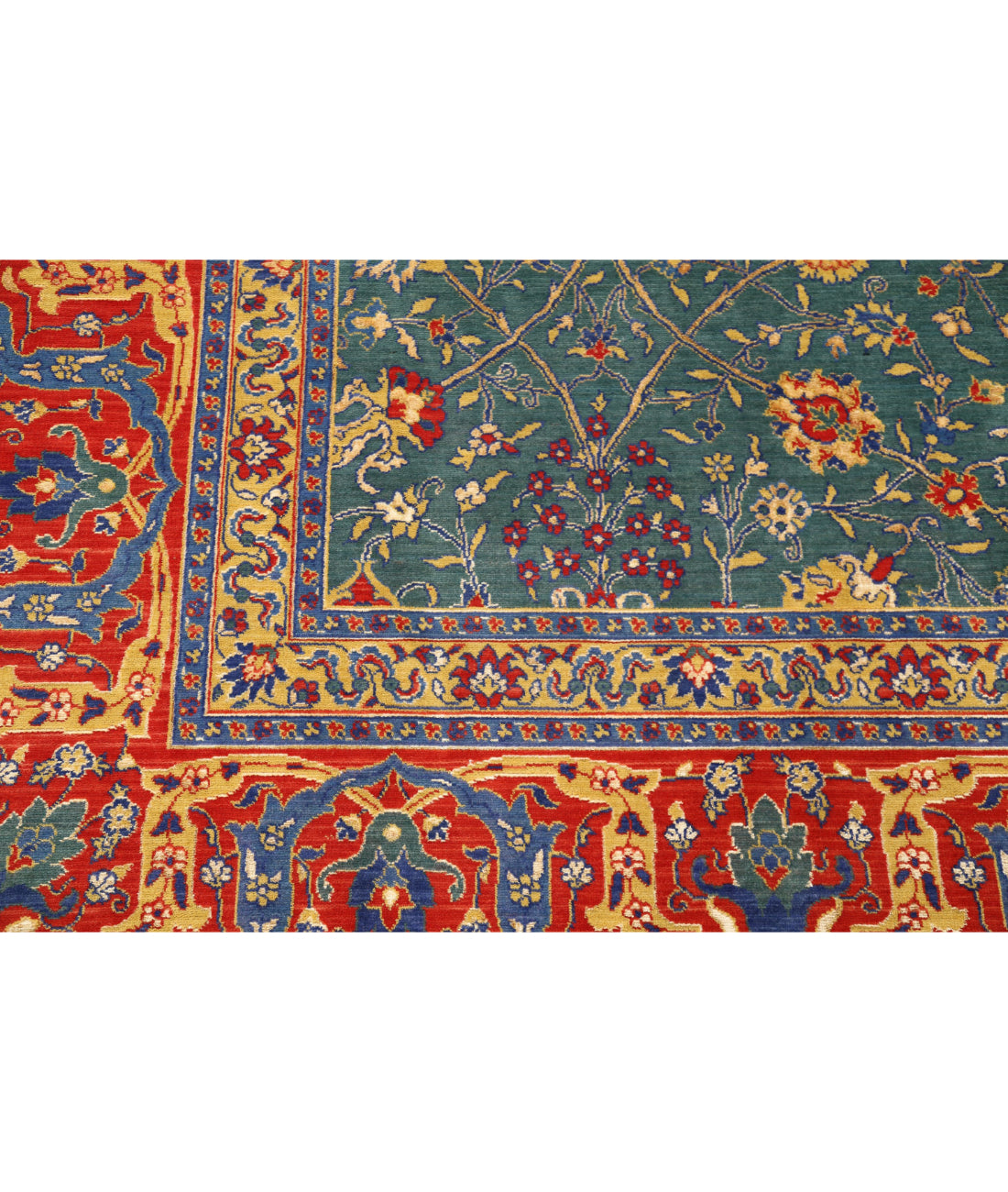 Gulshan 8'10'' X 12'1'' Power-Loomed Wool-Bamboo Silk Rug 8'10'' x 12'1'' (265 X 363) / Green / Red