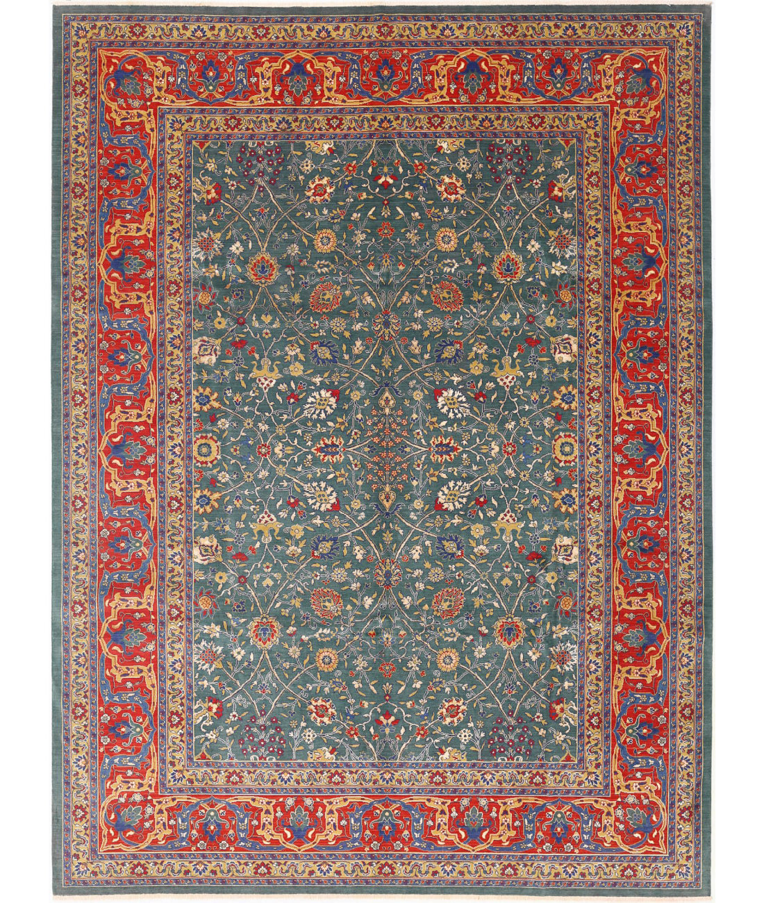 Gulshan 8'10'' X 12'1'' Power-Loomed Wool-Bamboo Silk Rug 8'10'' x 12'1'' (265 X 363) / Green / Red