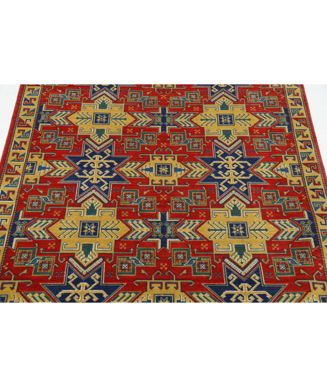 Gulshan 4'0'' X 5'9'' Power-Loomed Wool-Bamboo Silk Rug 4'0'' x 5'9'' (120 X 173) / Red / Blue