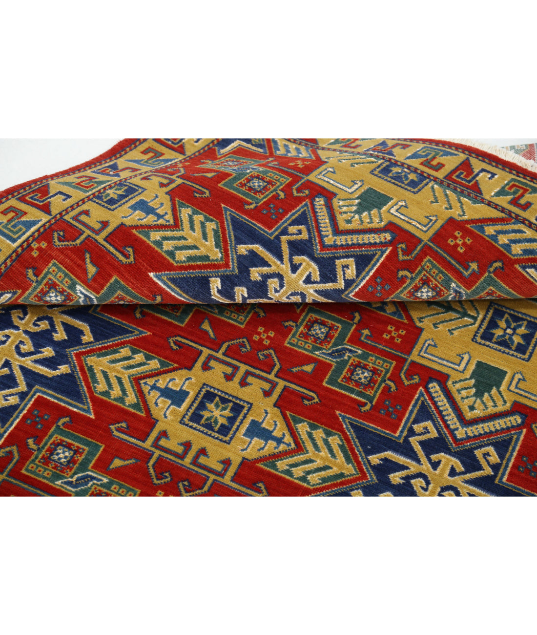 Gulshan 4'0'' X 5'9'' Power-Loomed Wool-Bamboo Silk Rug 4'0'' x 5'9'' (120 X 173) / Red / Blue