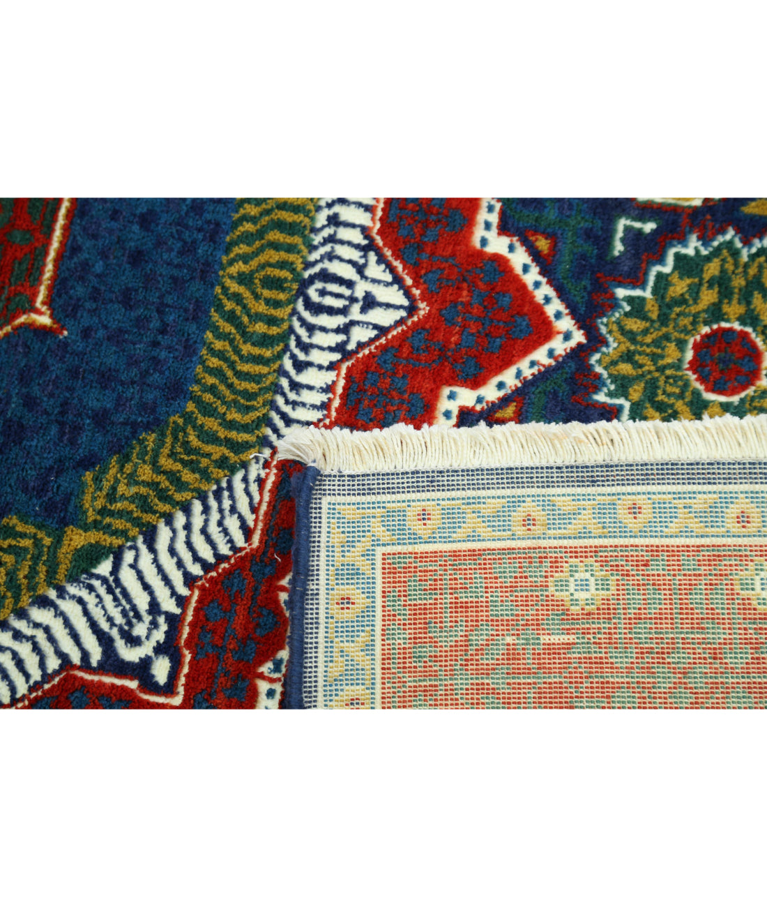 Gulshan 4'0'' X 5'9'' Power-Loomed Wool-Bamboo Silk Rug 4'0'' x 5'9'' (120 X 173) / Blue / Red