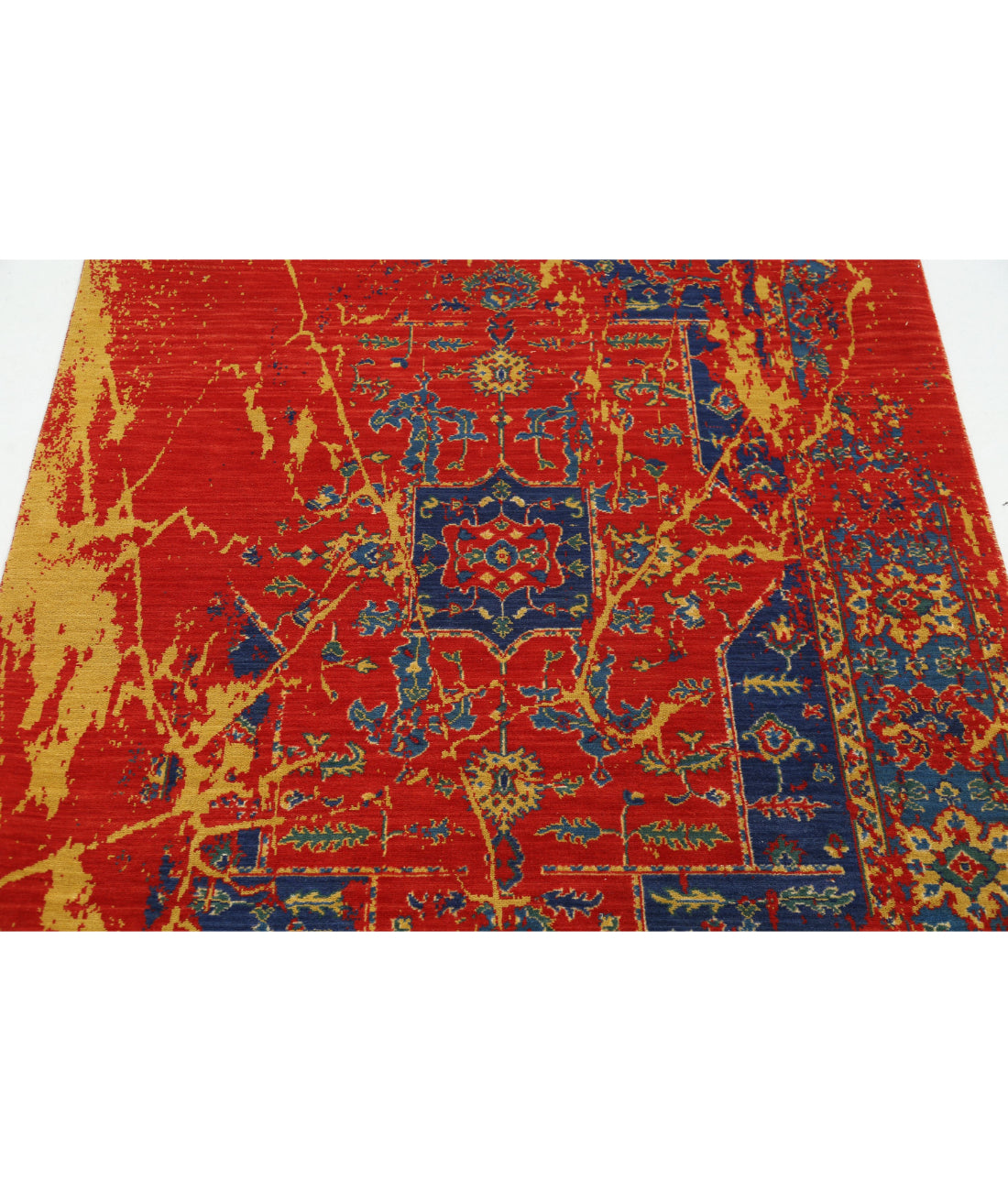 Gulshan 3'11'' X 5'10'' Power-Loomed Wool-Bamboo Silk Rug 3'11'' x 5'10'' (118 X 175) / Red / Blue