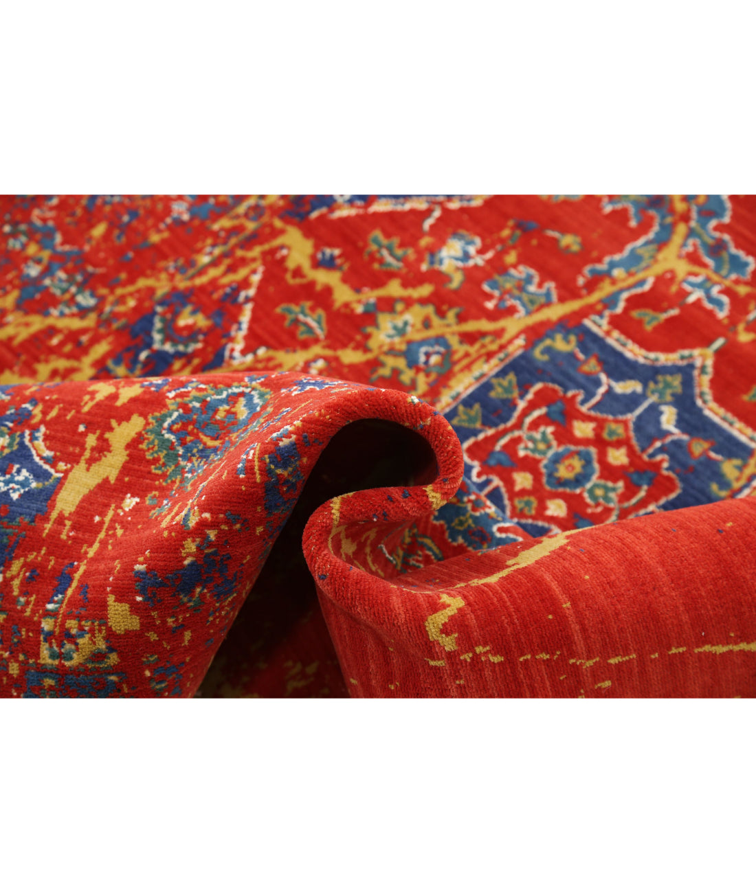 Gulshan 3'11'' X 5'10'' Power-Loomed Wool-Bamboo Silk Rug 3'11'' x 5'10'' (118 X 175) / Red / Blue