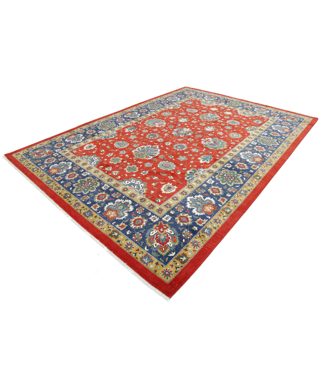 Gulshan 8'10'' X 12'3'' Power-Loomed Wool-Bamboo Silk Rug 8'10'' x 12'3'' (265 X 368) / Red / Blue