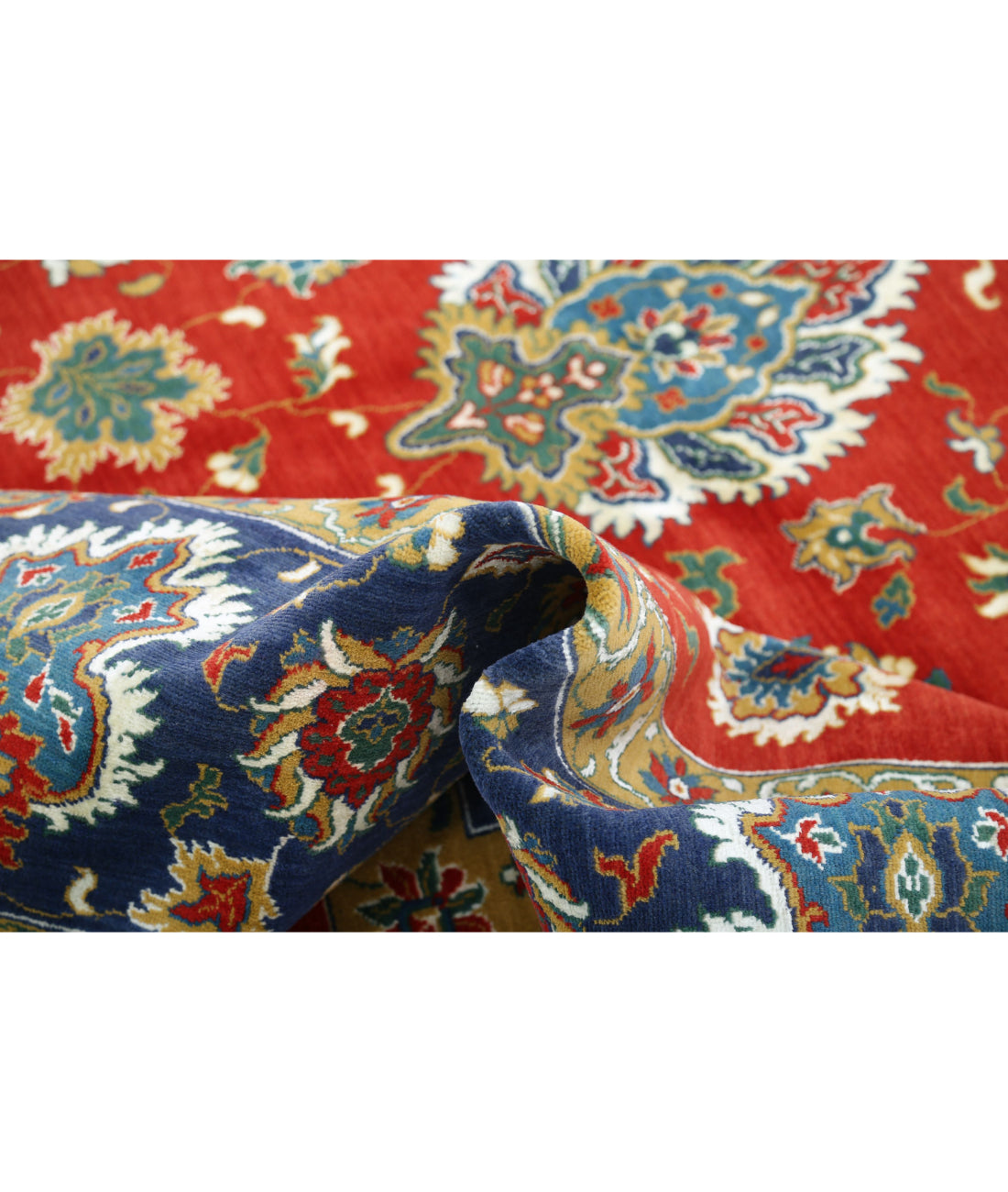 Gulshan 8'10'' X 12'3'' Power-Loomed Wool-Bamboo Silk Rug 8'10'' x 12'3'' (265 X 368) / Red / Blue