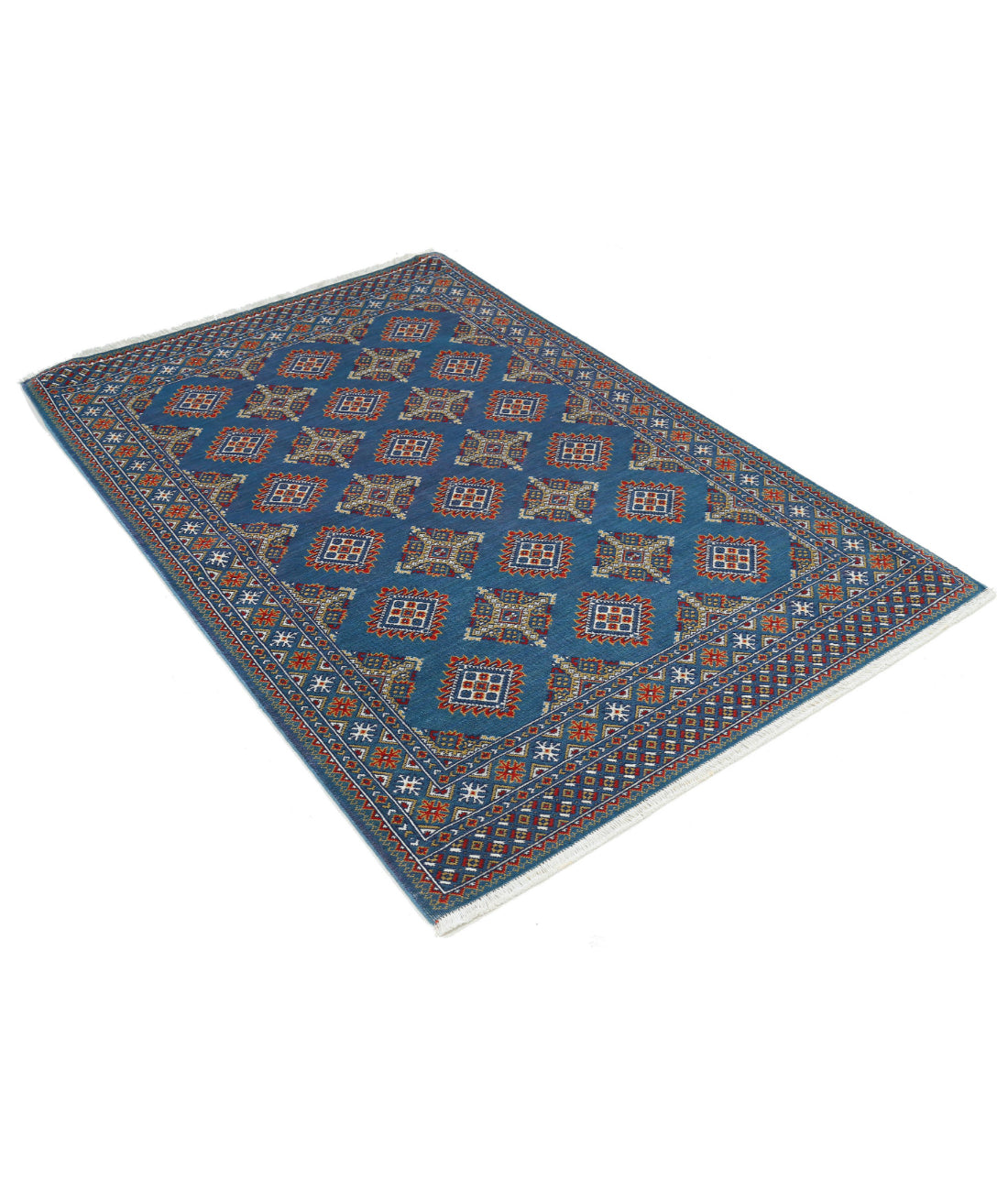 Gulshan 3'11'' X 6'0'' Power-Loomed Wool-Bamboo Silk Rug 3'11'' x 6'0'' (118 X 180) / Blue / Red