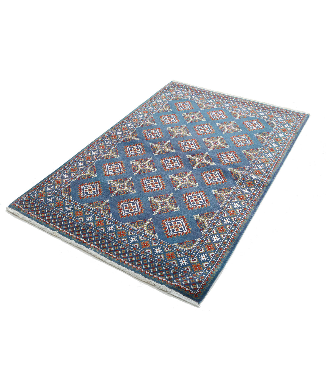 Gulshan 3'11'' X 6'0'' Power-Loomed Wool-Bamboo Silk Rug 3'11'' x 6'0'' (118 X 180) / Blue / Red
