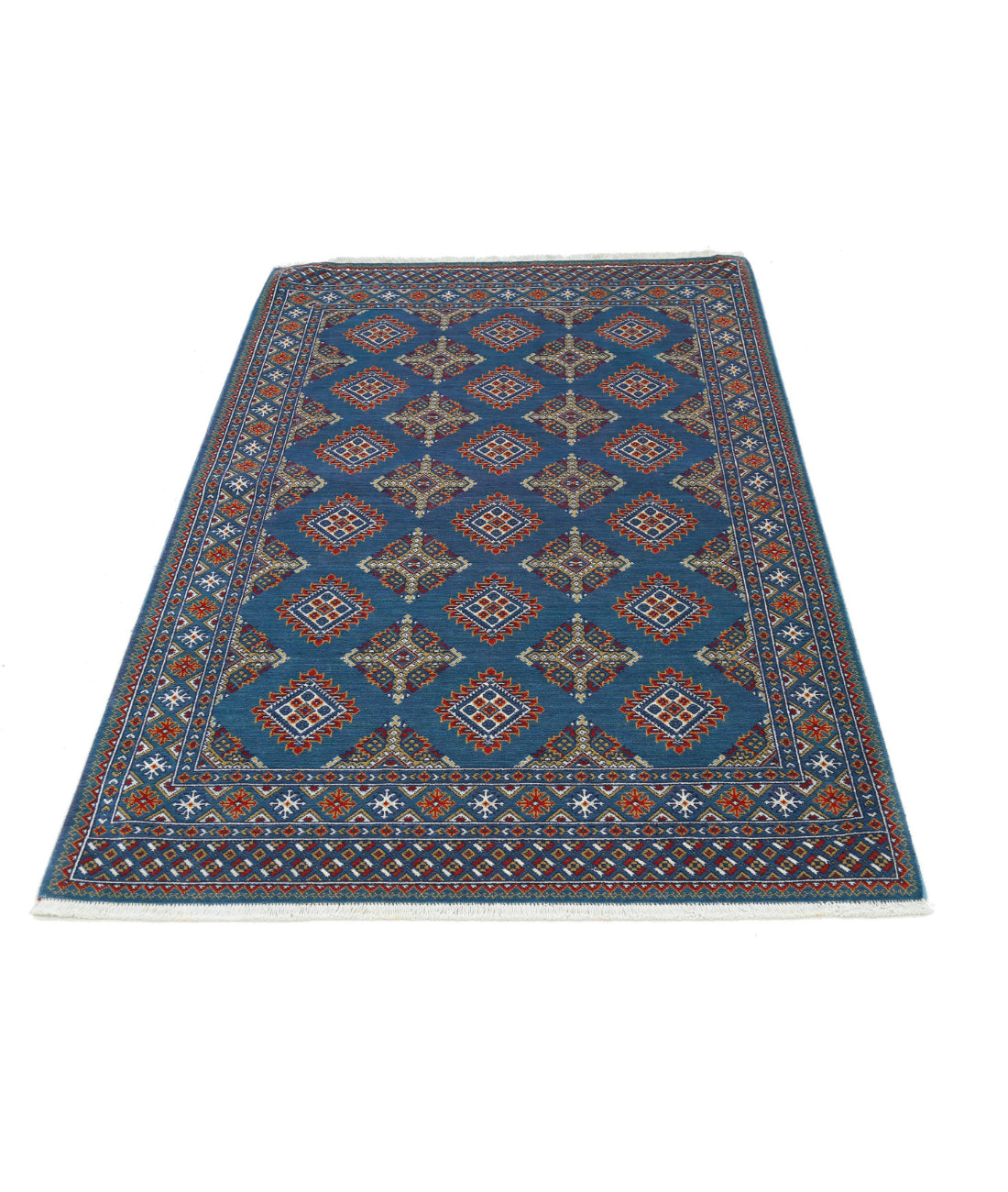 Gulshan 3'11'' X 6'0'' Power-Loomed Wool-Bamboo Silk Rug 3'11'' x 6'0'' (118 X 180) / Blue / Red