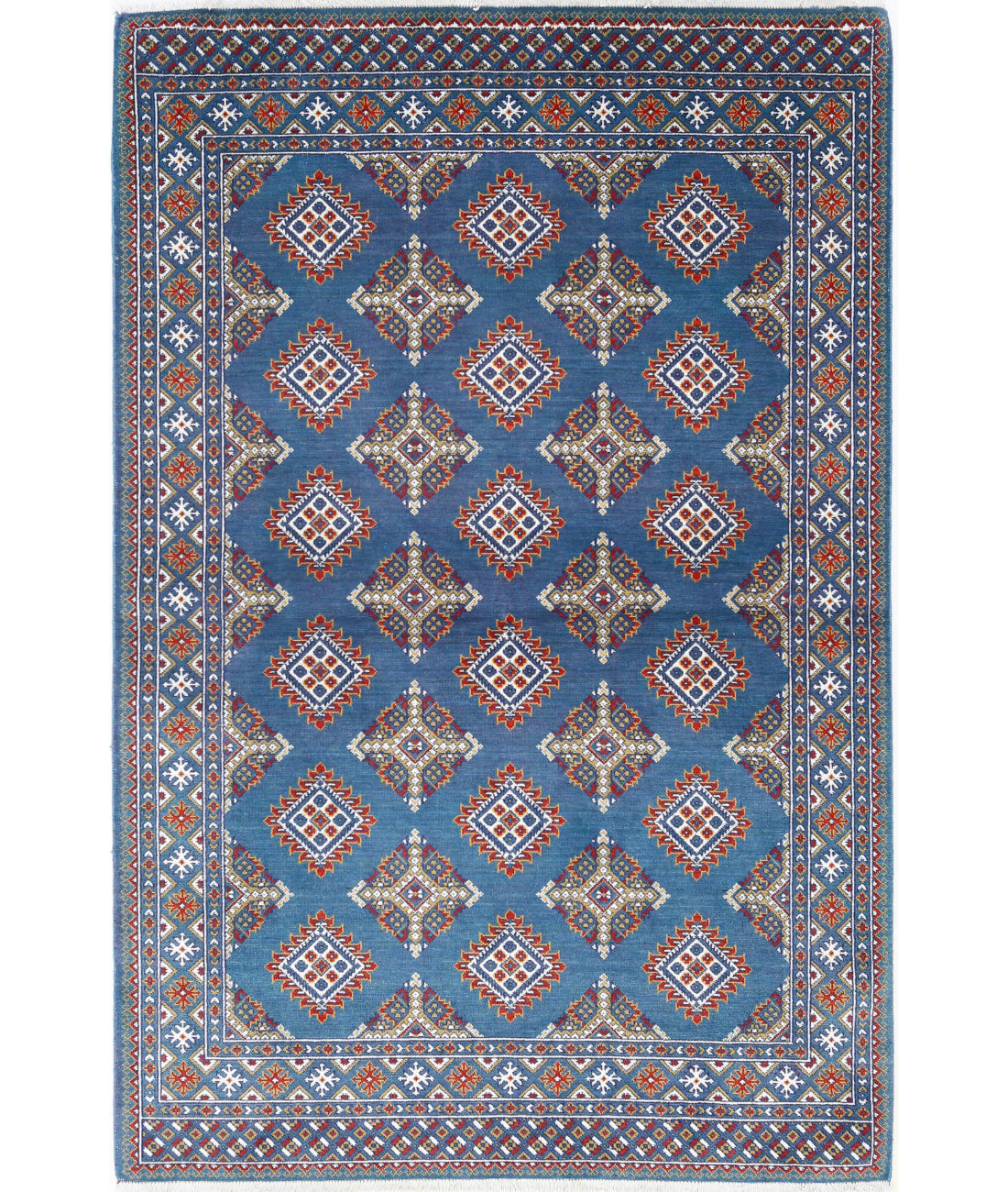 Gulshan 3'11'' X 6'0'' Power-Loomed Wool-Bamboo Silk Rug 3'11'' x 6'0'' (118 X 180) / Blue / Red